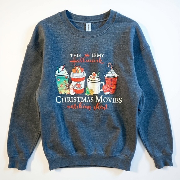 Gildan Sweaters - Gildan Gray Crewneck Sweater with Festive Design